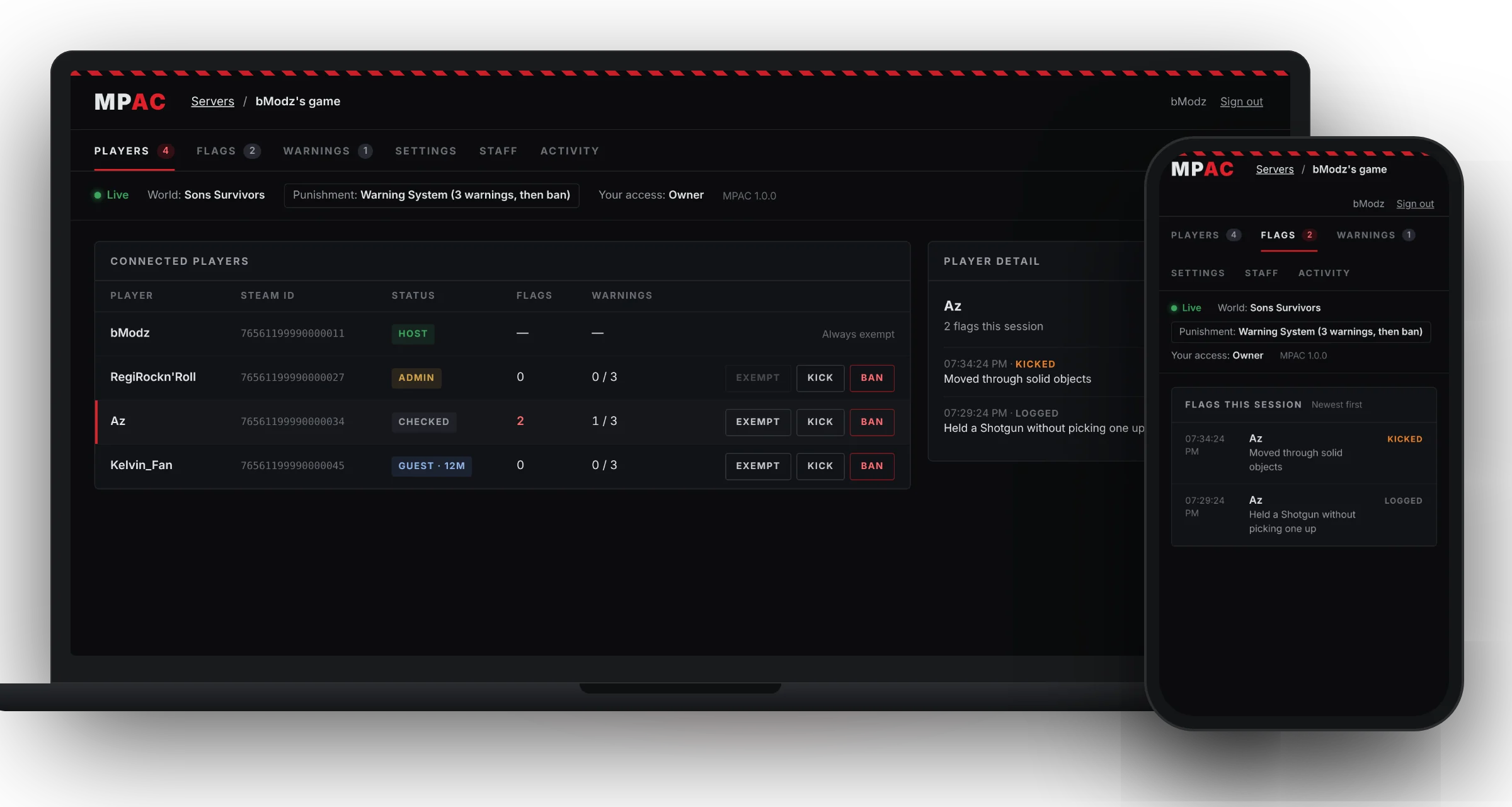 The MPAC dashboard on a laptop and a phone